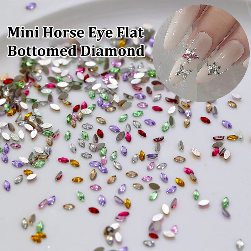 50 個 1.5*3 ミリメートルネイルアートラインストーンガラスクリスタルミニフラットバック馬の目 DIY マニキュア装飾ダイヤモンド