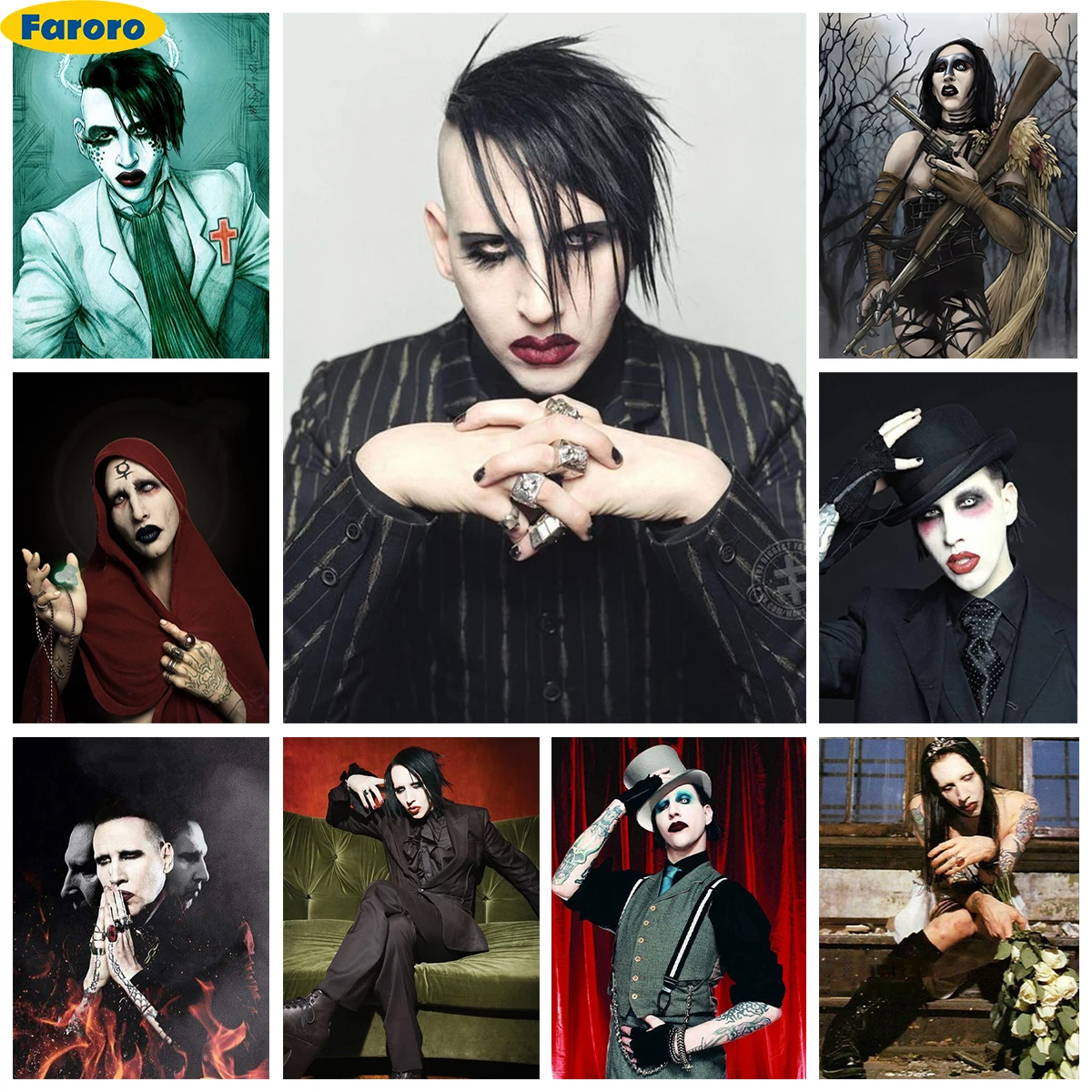 

Marilyn M-Manson 5D Diamond Painting Kit Rock Singer Poster DIY Diamond Embroidery Cross Stitch Fan Gift Hand Home Wall Decor