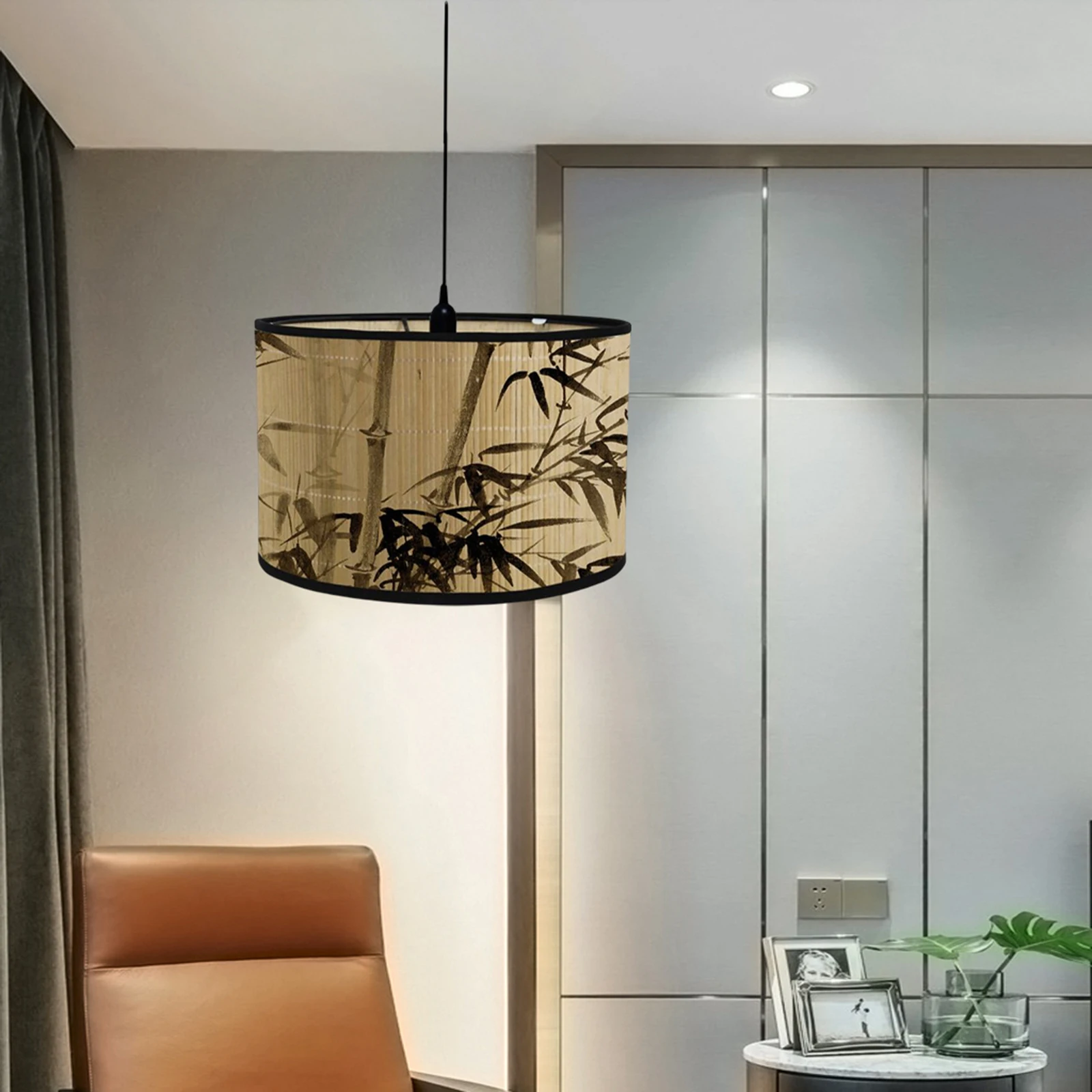 Bamboo Lampshade Ceiling Light Cover Pendant Light Lanterns Retro Style for House Bedroom Decoration Chandelier Lampshade