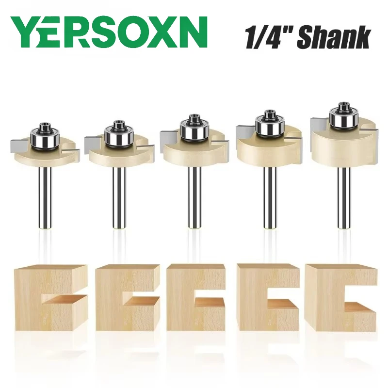 1Pc 6mm 1/4‘’ Shank T-Slot Router Bit Set T Type Slotting Cutter with Bearing Rabbeting Milling Cutter Woodworking Cutting Tools