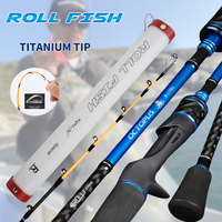 ROLLFISH 1.75M Titanium Aolly Tip Squid Fishing Rod 2Sections for Octopus Webfoot Saltwater Boat Fishing Slow Jigging Rod+RodBag