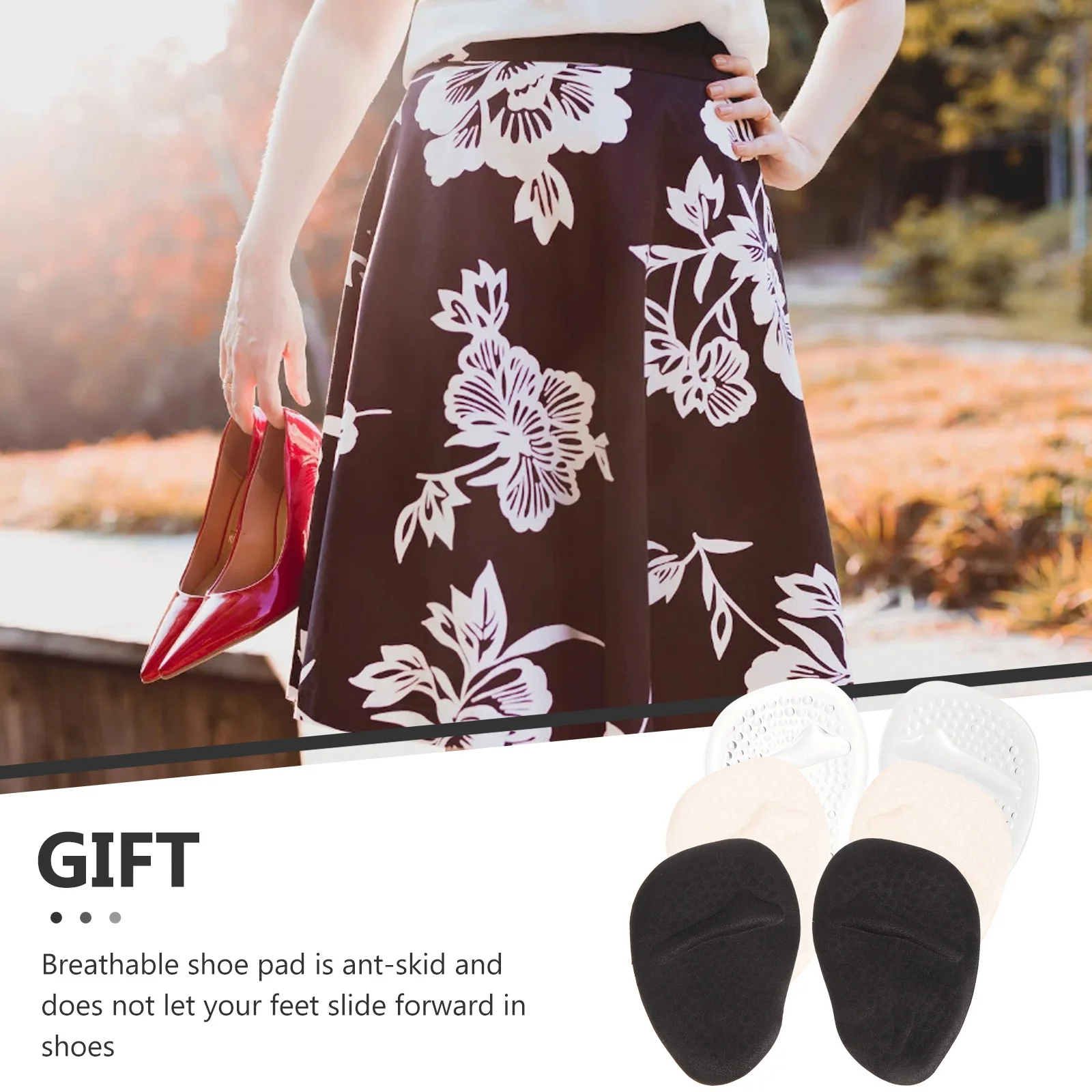 

3 Pairs Non slip Forefoot Pad Insole High Heel Metatarsal Pain Relief Silica Gel Cushions Women Support Anti slip Foot Care Tool