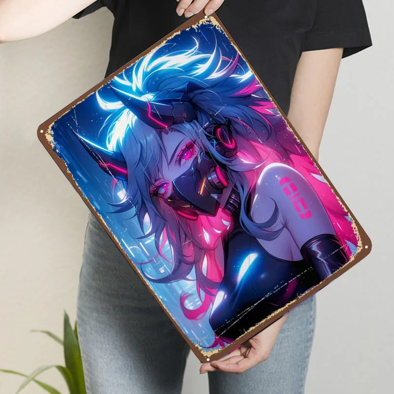 شيطان صفيح تسجيل النيون المشارك خمر الديكور الداخلي غرفة المعيشة تخصيص علامات معدنية للمنزل غرفة جدار الفن الرجعية