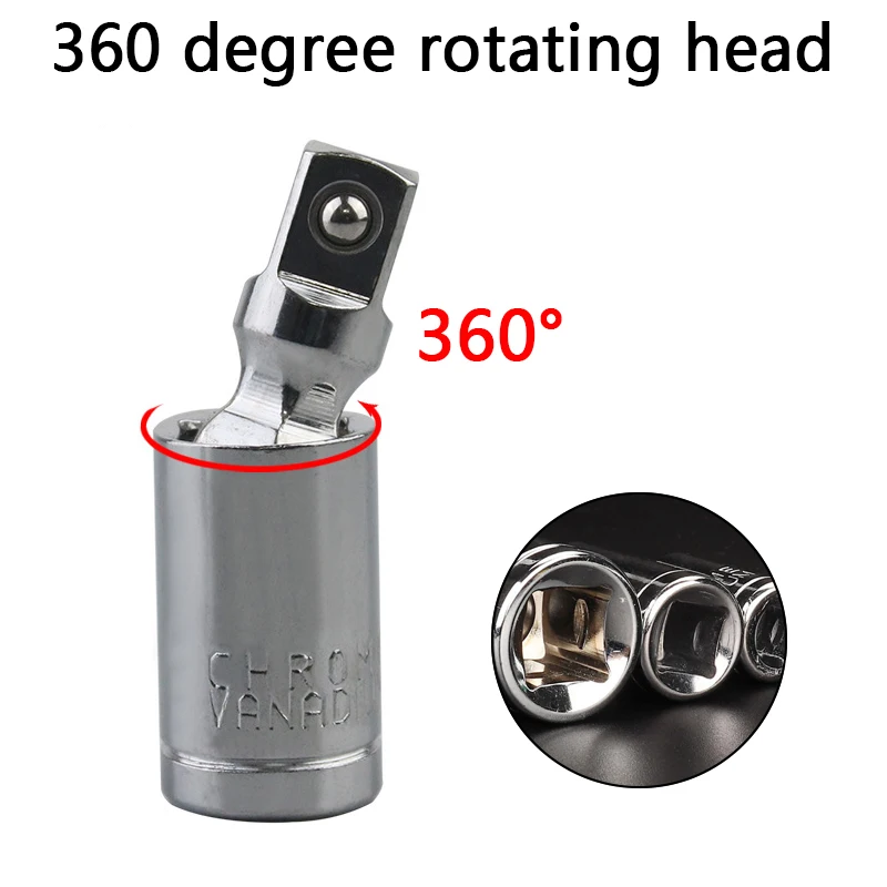 Universal Joint Set Ratchet Angle Extension Bar Socket Adapter Manual and Pneumatic Bendable Adapter Socket Tools 1/4\