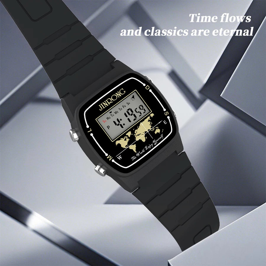 Orologio da polso digitale alla moda per uomo, retroilluminazione a LED, cronografo elettronico, allarme, orologio sportivo da esterno multifunzionale
