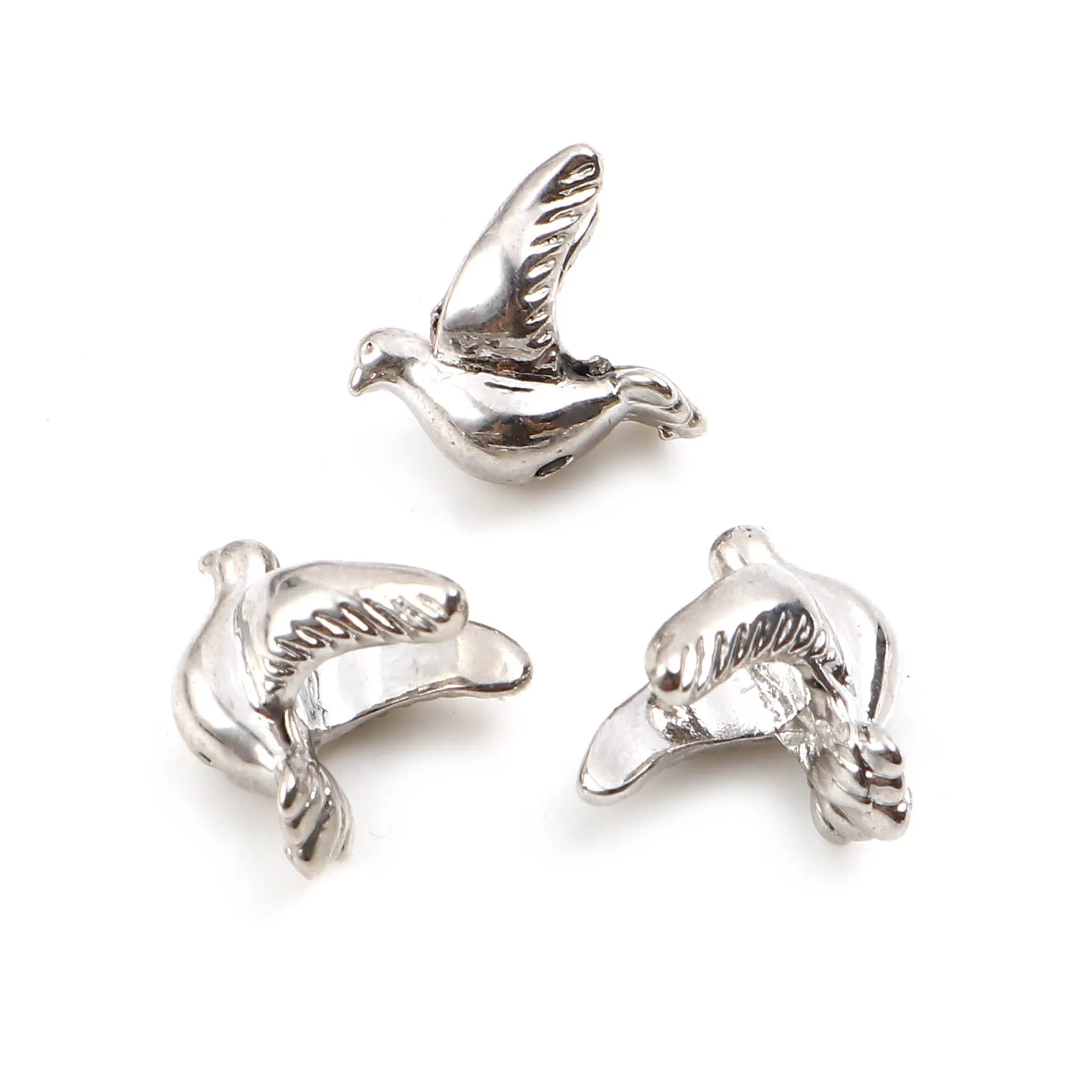 Religious Spacer Beads Pigeon Animal Silver Color Metal Beads DIY Necklace Bracelets Jewelry Findings About 14mm x 13mm,10PCs