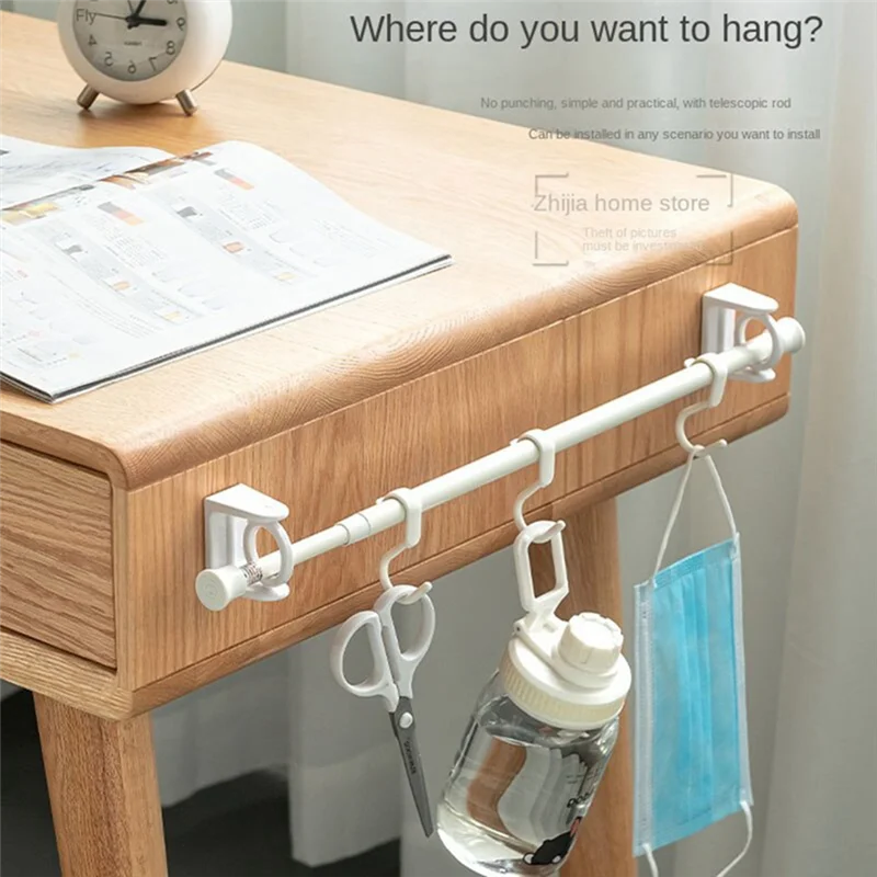 อุปกรณ์ยึดเสาแบบยืดหดได้ระดับพรีเมียม 360 °   Rotatable Pole Fixator ม่านอาบน้ํา Rod Bracket สําหรับไม่เจาะตะขอกาวที่แข็งแกร่ง T