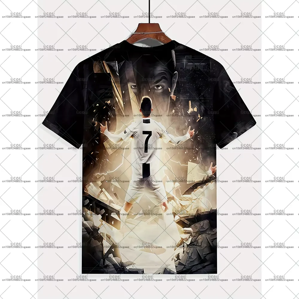 كرة القدم جيرسي المحملة الرجال طفل هدية الذكور أعلى كرة القدم رونالدو لهب عارضة بنين رقم 7 حزب البرتغال ستار رياضية تي شيرت أعلى الساخن #2