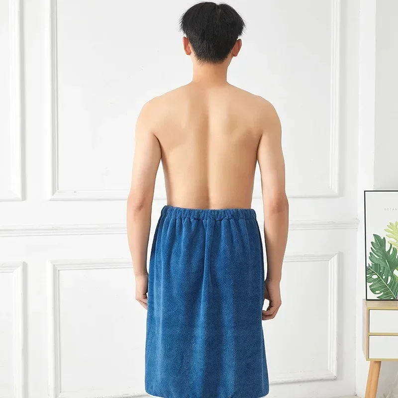 Bath Skirt Men\'s Coral Fleece Is Easy To Absorb Water Can Be Worn and Wrapped in Home Bathrobes Elastic Embroidered Bath Towels