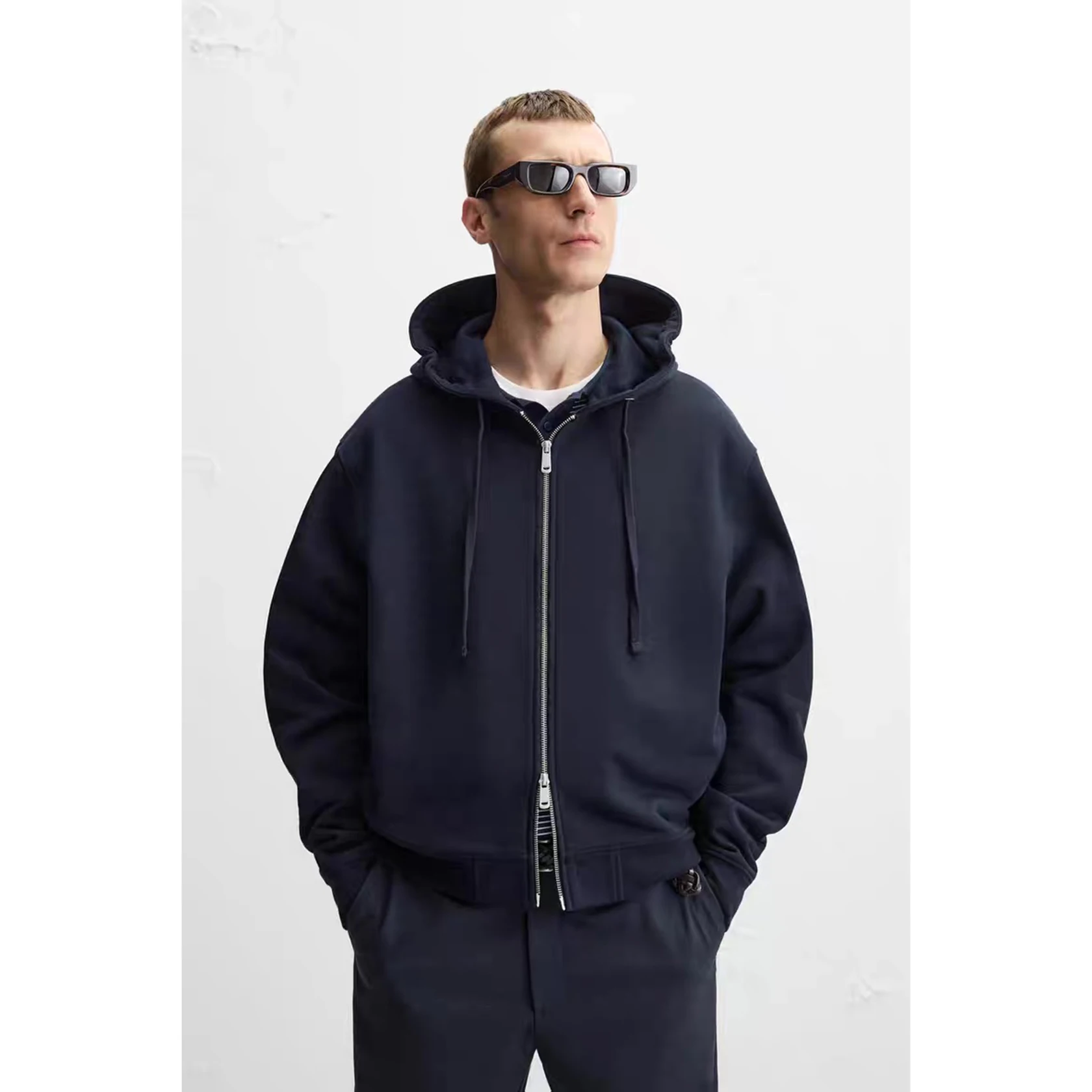 New Spring 2025 Men's Cotton Loose Fit Hoodie Long Sve Zipper Sweatirt Comfortable Casual Sle Daily Wear