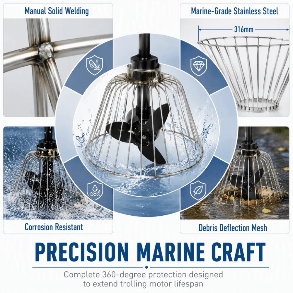 Handy Stainless steel Propeller Safety Cage Silver Durable Propeller Net Guard Motor Propeller Cover Kayak Propulsion