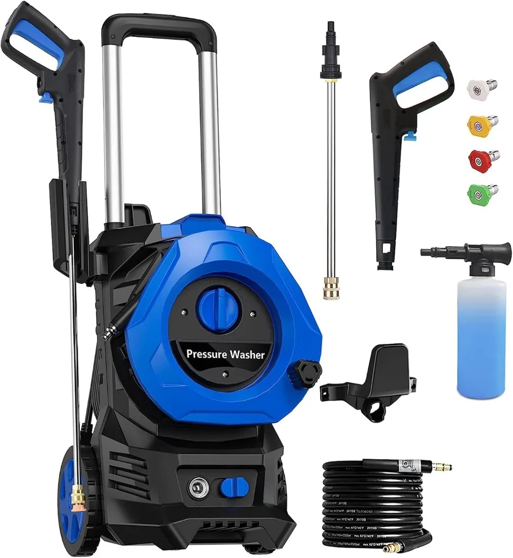 4800PSI Max 2.9 GPM Electric Pressure Washer with 25 Foot Hose, 16.4 Foot Power Cord, Blue Ideal Cleaning for Garden, Patio