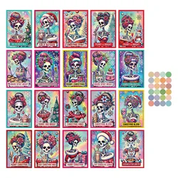20pcs Colorful Skeleton Tarot Card Sign Poster Wall Collage Kit Room Home Decor,Merry Bright,Mini Postcard Gifts,Christmas Decor
