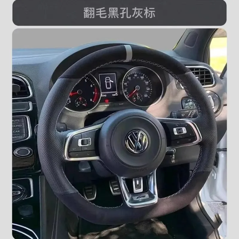 

Сшитый вручную чехол на руль из натуральной кожи и замши для Volkswagen Golf 7 R MK7 GTI Polo GTI Scirocco 2015 2016