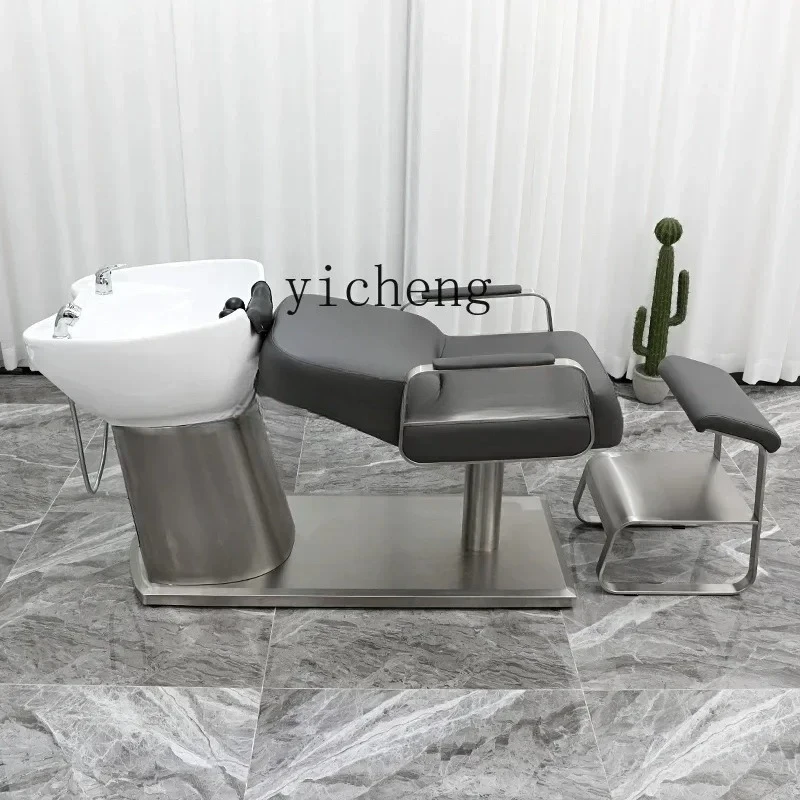 MR-1   shampoo bed barber shop dedicated Internet celebrity hair shop shampoo bed deep ceramic basin half lying flush bed