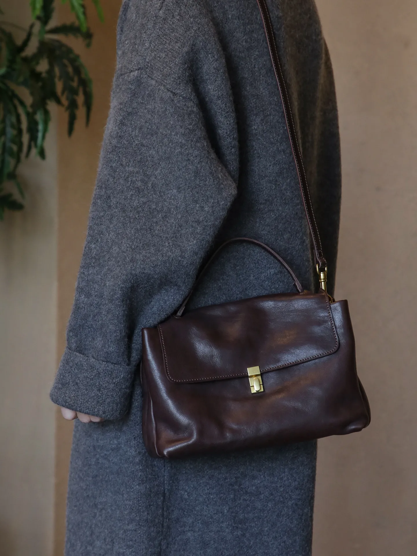 vintage travel party luxury first layer cowhide women's handbag fashion organizers handmade genuine leather crossbody bag