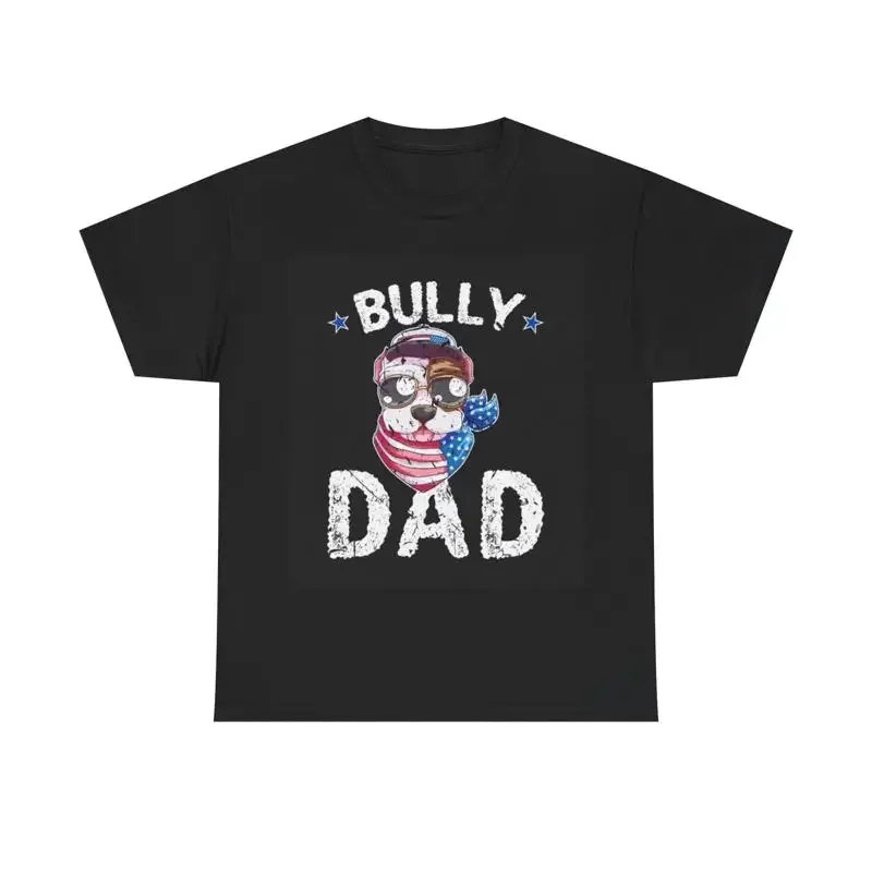 Pitbull Dad T Shirt Funny Cute Bully Breeds American Flag Dog Lover Gift
