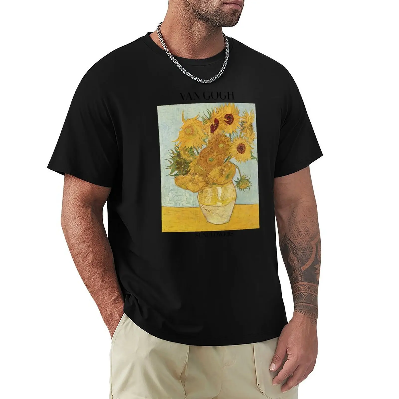 

Van Gogh Sunflowers Art Gift T-Shirt Utility Work Short Sleeve Top