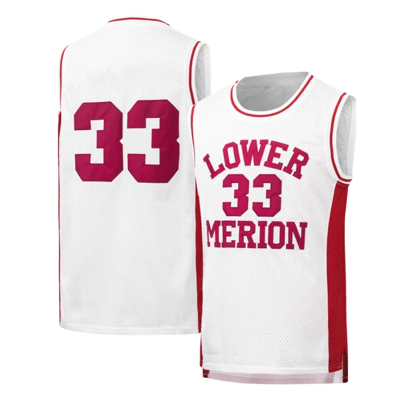 Men's Retro Basketball Jersey Kobe Bryant  #33 Lower Merion Headgear Maroon High School Letter Embroidered Sports Vest