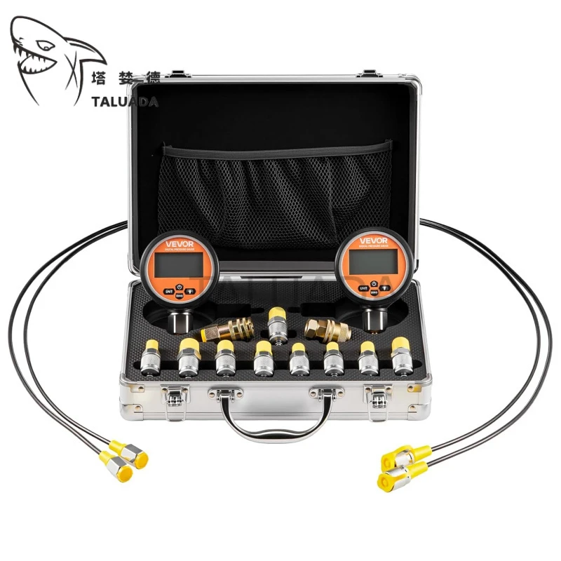 

Hydraulic Pressure Test Coupling Kit Pressure Gauge Manometer Tester 2 Gauges 9 Test Couplings 2 Quick-Release Couplers 2 Hoses