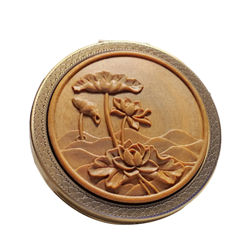 مرآة صغيرة جيب الغرور الطراز القديم ماكياج السفر المدمجة على الوجهين