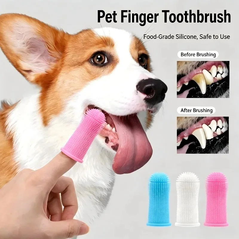 1/5 Pcs Pet Toothbrush Finger Cover Silicone Finger Cover Dog Toothbrush Dog Toothbrush Oral Cleaning Pet Toothbrush