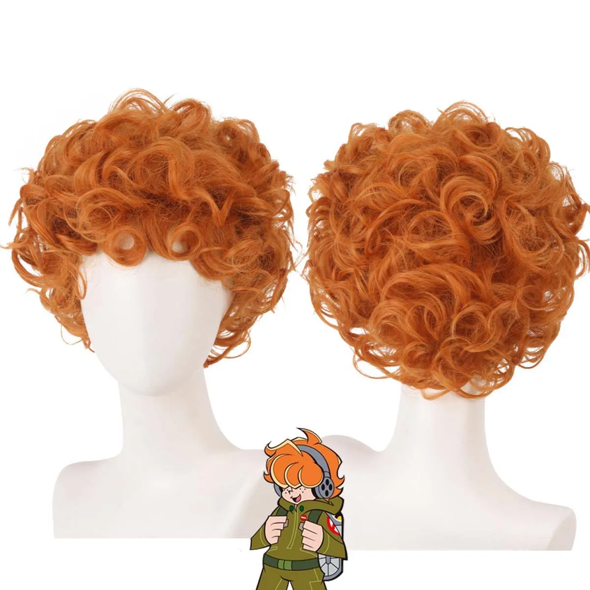 Mutandine e calze da uomo con reggicalze Cosplay Burifu Breve parrucca corta arancione riccia