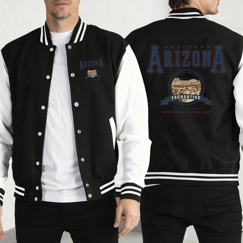 أريزونا ساحر طباعة الخريف الرجال البيسبول جيرسي سترة كبيرة الحجم الإبداع موضة Y2K ملابس رجالية ملابس الصوف غير رسمية