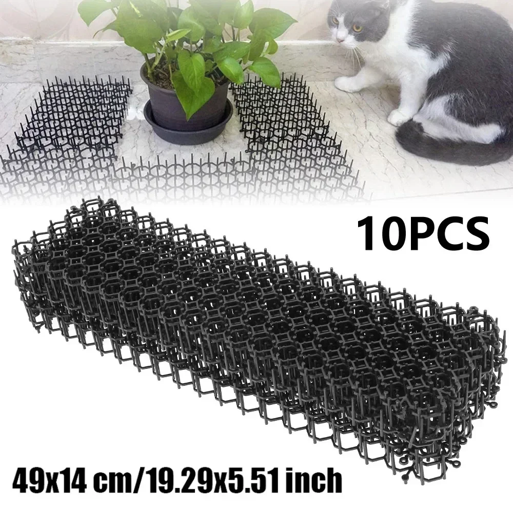 10Pcs Garden Cat Scat Mats Repellent Mat Prickle Strips Spike Anti-Cat Pest Deterrent Garden Repellent Animal Scarer NEW