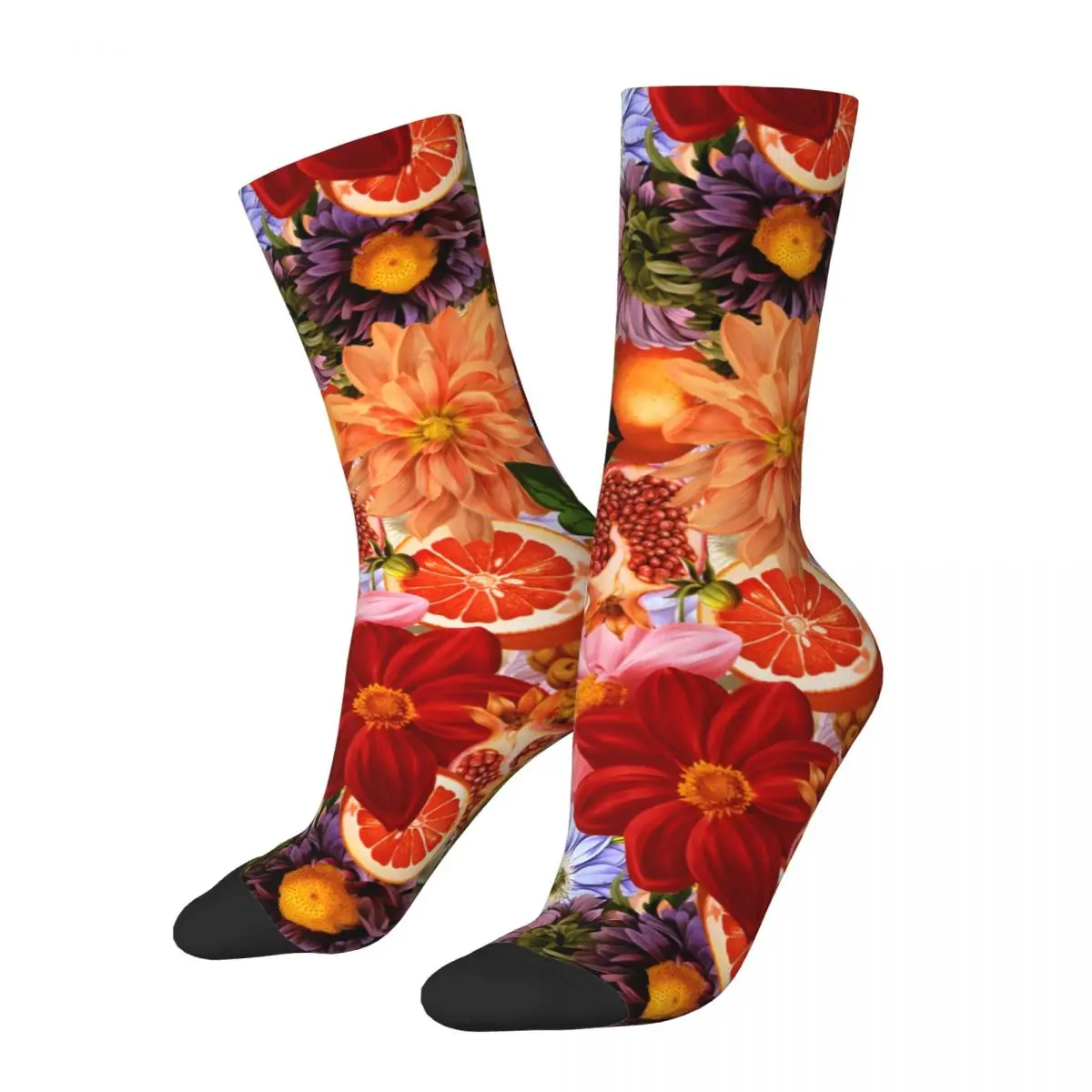 Vintage Summer Tropical Flowers And Fruits Botanical Garden Pattern Men's Socks Retro Harajuku Street Style Novelty  Crew Sock