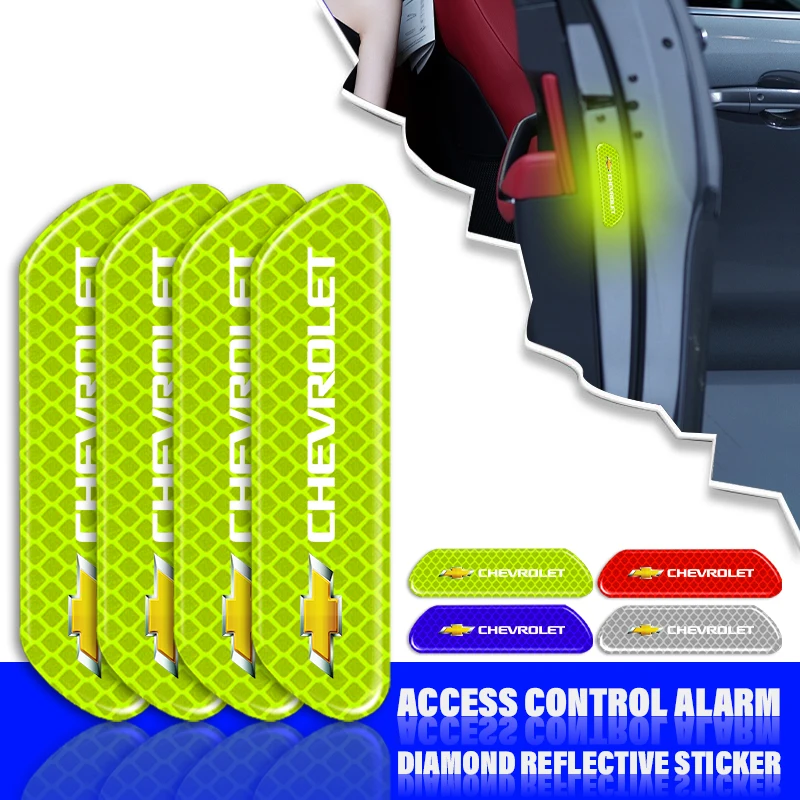 

4PCS Car Door Reflective Sticker Night Light Warning Decal Chr for Chevrolet Lacetti Aveo Cruze Malibu Camaro Car Stickers