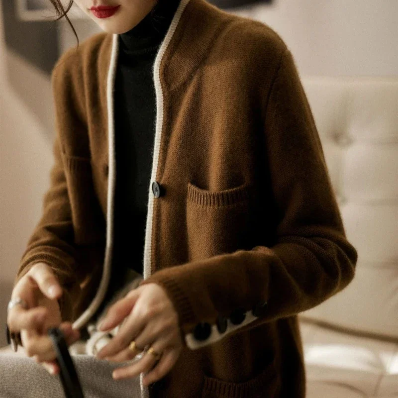 Suelto nuevo en suéter de punto mujer abrigo prendas de vestir exteriores cárdigan para mujer estilo coreano moda atractiva 2025 tendencia Y2k Casual