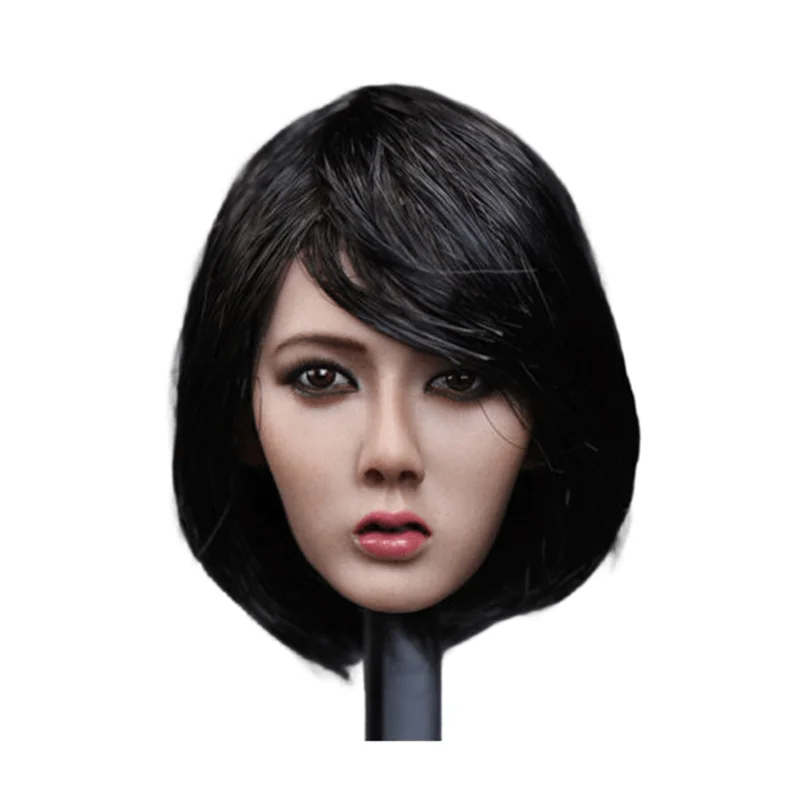 

1/6 Scale Head Carving Asian Star Female Soldier Model PVC Plant Short Straight Hair Suitable For 12Inch Action Figure Body DolL