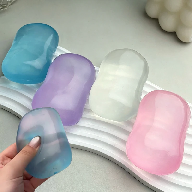 Transparent Soap Squishy Toy Soft Moldable Stress Ball Squeeze Toy No-rebound Sensory Decompression Anti Stress Fidget Toy Gifts