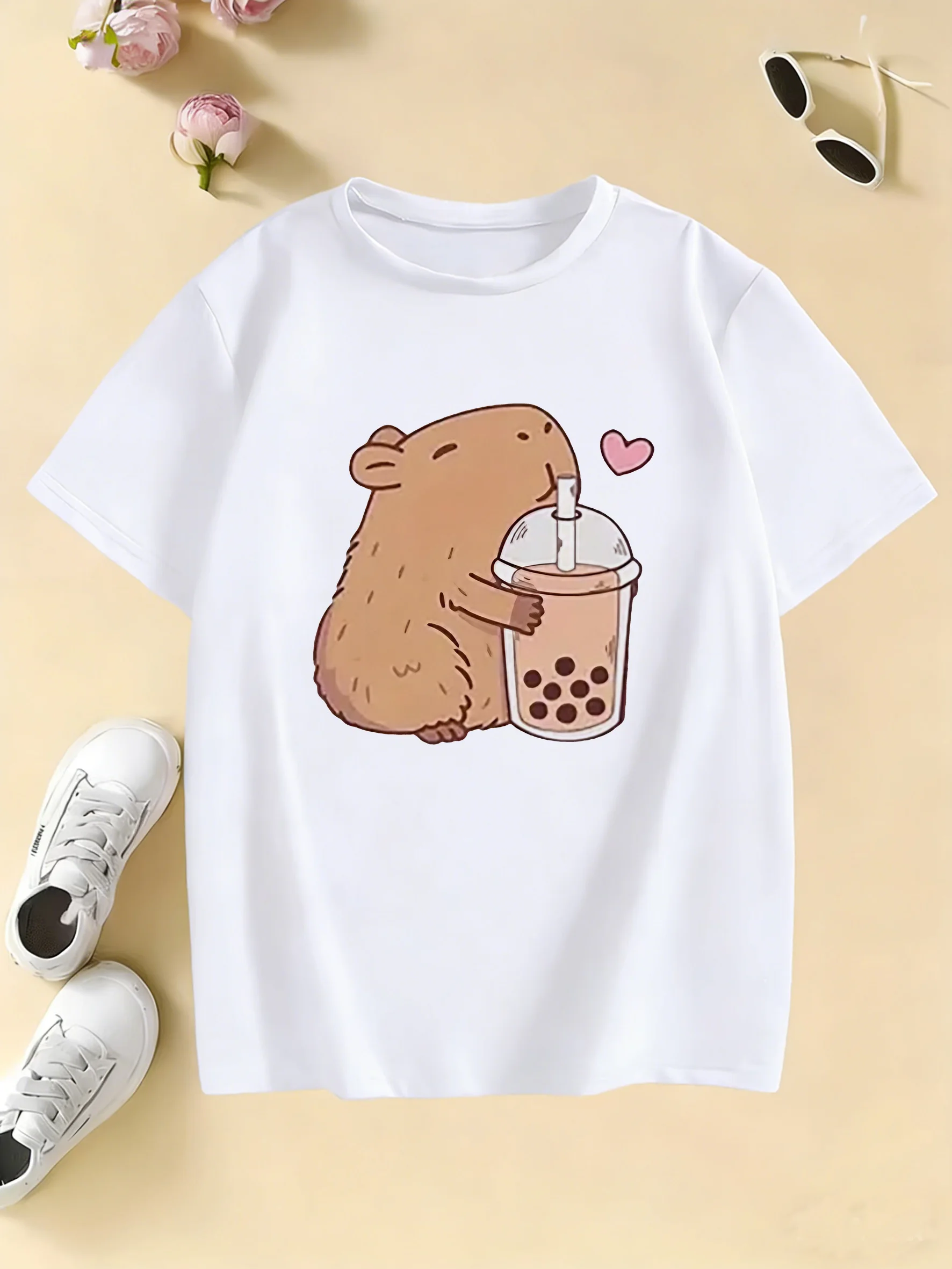 2026 Funny Capybara Lovely Design T Shirts Manga Kids Children's Summer Fashion T-shirt Boys Girls Summer Spring Casual Top Tee