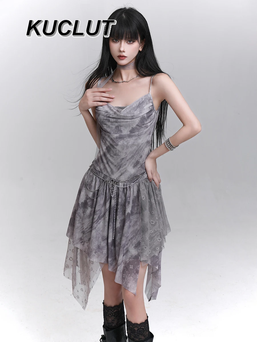 

Summer Suspender Dress Seaside Vacation Girl Beautiful Y2k Style Fashion Irregular Short Elegant Sexy Dresses for Women
