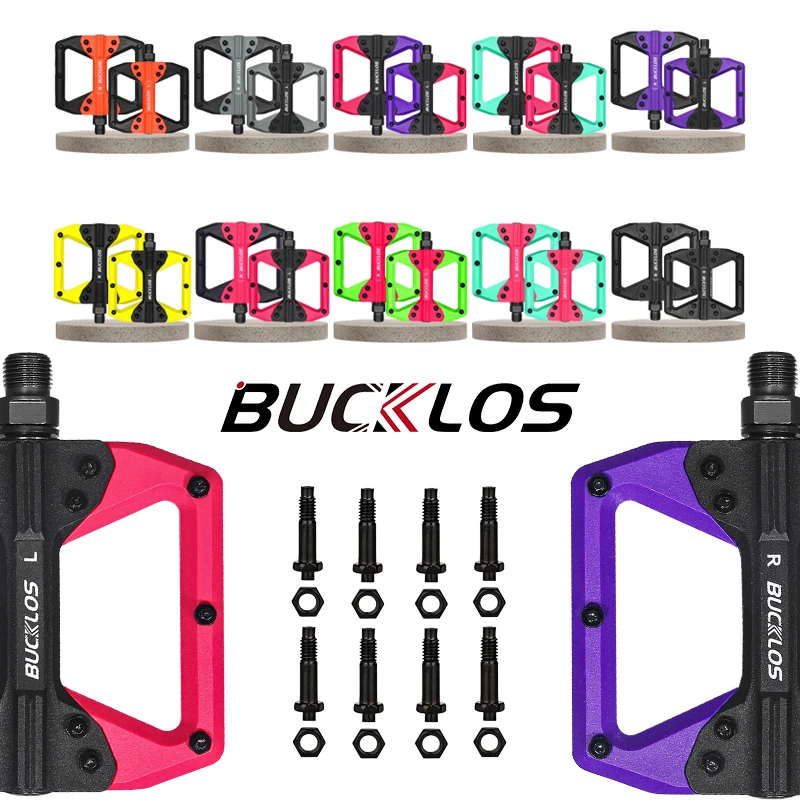 

BUCKLOS Flat Pedals Mountain Road Bike Pedals Bearing Nylon Anti Slip Bicycle Platform Pedal 3 in 1 Contact Pedals MTB Bike Part