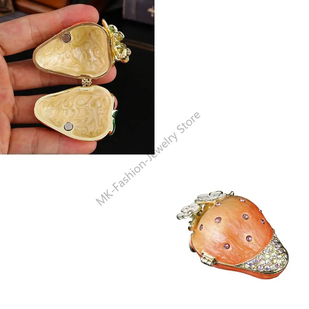 

Q6PF Strawberry Jewelry Organizers Spacious Interior Travel Friendly Alloy Materials