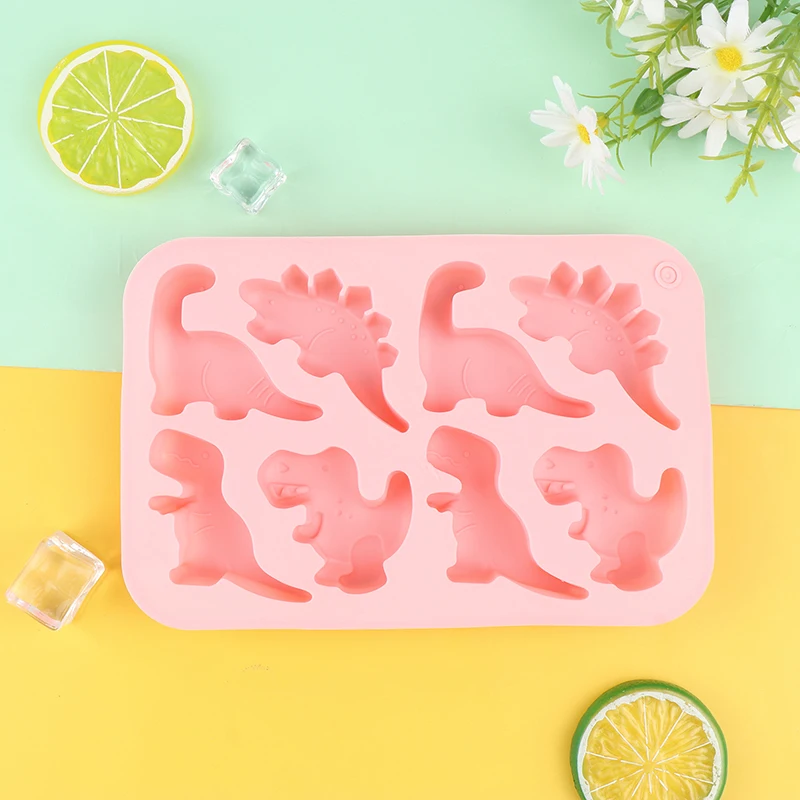 1Pc 8 Cavity Dinosaur Silicone Mold DIY Dinosaur Cake Decor Candy Jelly Baking Tool Candle Soap Mould Ice Tray Decor Mold