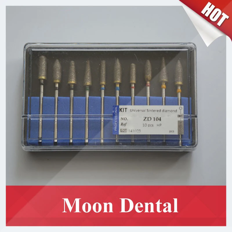 Popular 10 Pieces/Kit Dental Low Speed HP Trimming Sintered Diamond Burs Kits for Grinding Metal/Jewellery/Stone in Laboratory