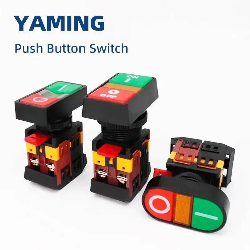 ON-OFF APBB-22N Two Position With Lamp Round Rectangle Head Shape 22mm 25mm 30mm Push Button Switch