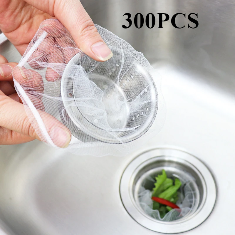 

300Pcs Disposable Kitchen Drains Strainers Kitchen Sink Accessories Filter Sewer Pool Mesh Bag Drainage Screen Sink Garbage Net