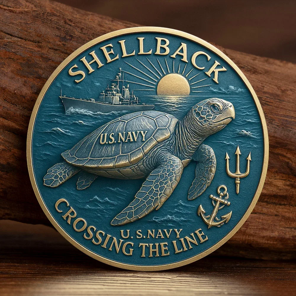 Navy Shellback Collection Coin Ancient Golden Plated Crossing The Line Souvenir Coin Home Decoration