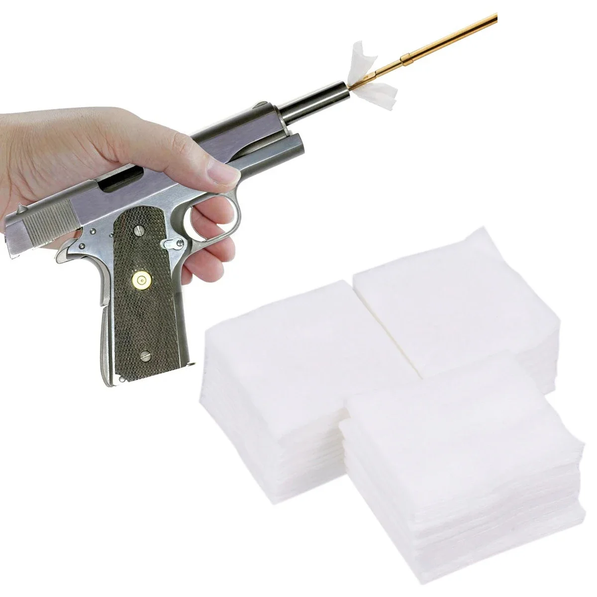 Parche táctico de limpieza de pistola de 200 piezas, limpieza de Rifle, pistola, escopeta, herramienta de tela de algodón con alta absorción de agua, accesorios de caza