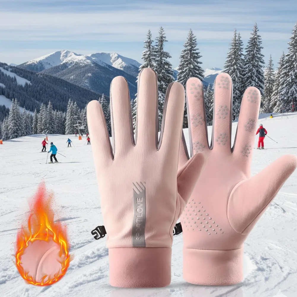 

Женские зимние теплые перчатки, ветрозащитные перчатки с сенсорным экраном для езды на велосипеде на открытом воздухе, противоскользящие перчатки на толстой подкладке, идеальный рождественский подарок