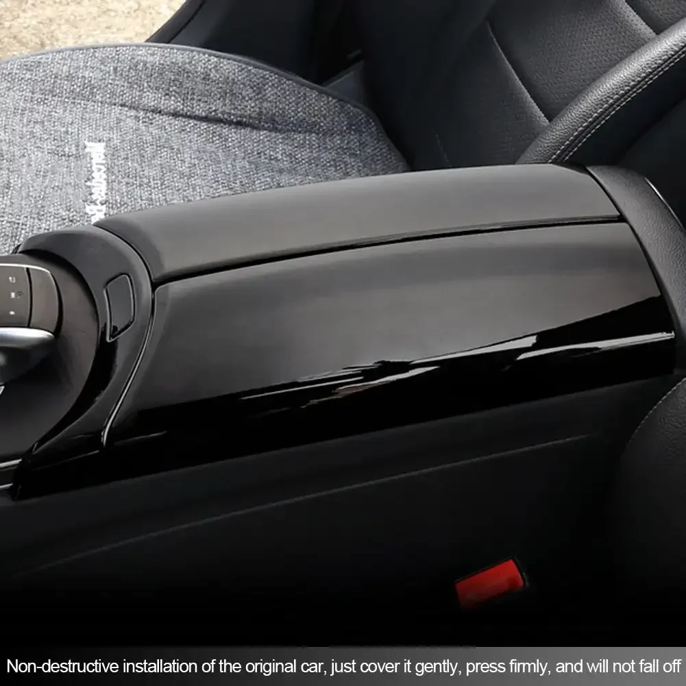 4 ชิ้นคาร์บอนไฟเบอร์ Car Center Armrest กล่องแผงปุ่มสวิทช์อุปกรณ์ตกแต่งภายในสําหรับ Mercedes Benz E GLC C class W205
