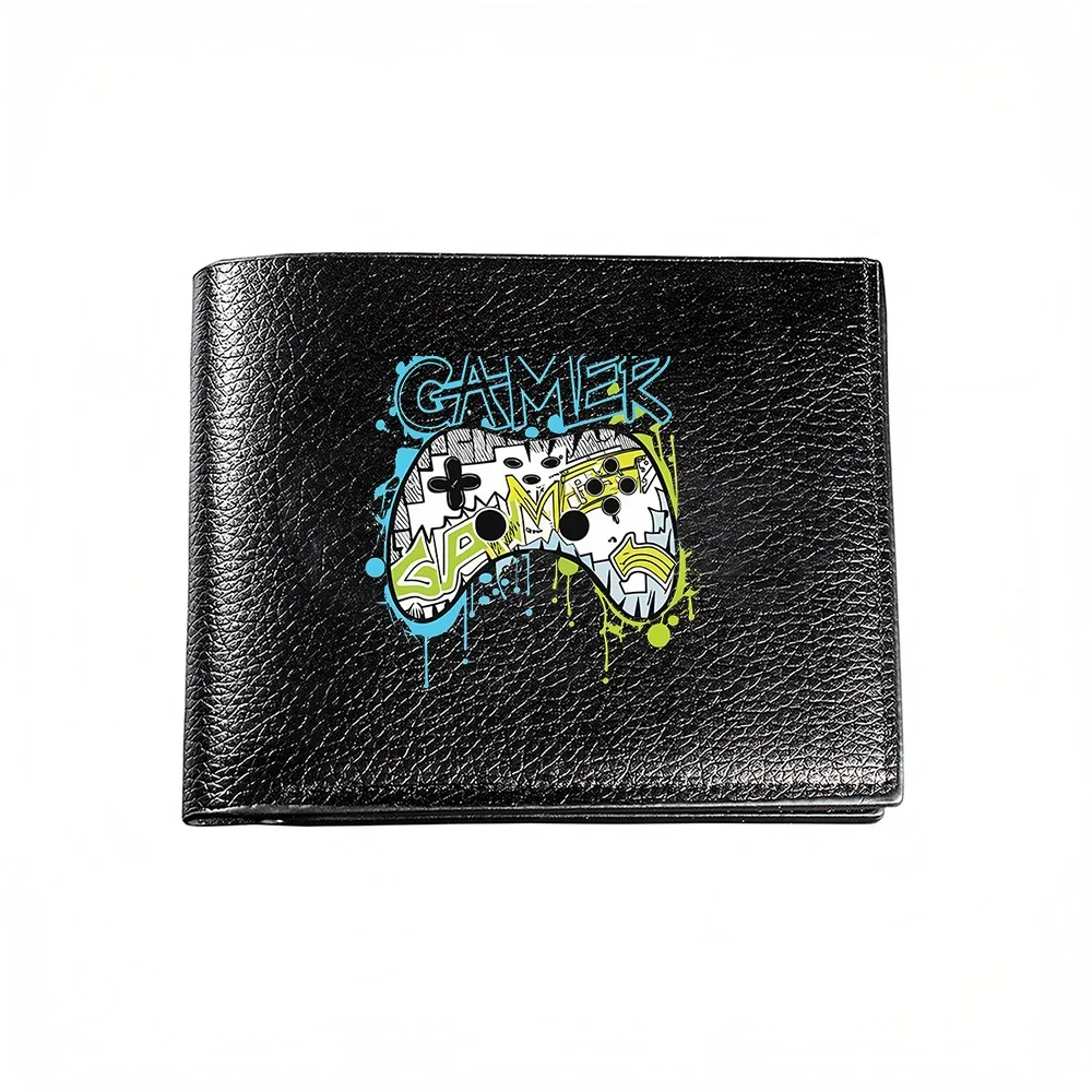 Gamer Controller Graffiti Design Men's Wallet Card Holder Casual Business Fashion Accessory