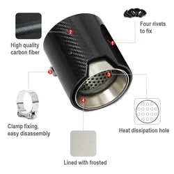 2pcs/lot Car Exhaust Tip For BMW F30 M335i M340i F32 F33 F36 M435i M440i M Performance Carbon Fiber ID60mm Muffler Tip Tailpipe