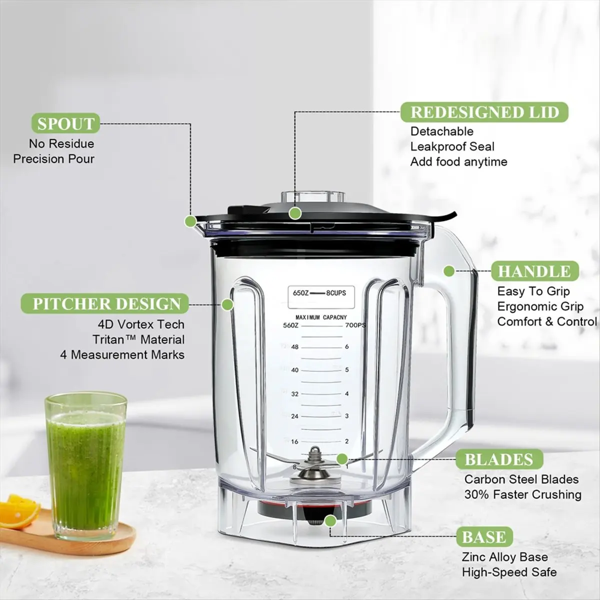 Perfect Fit Blender Pitcher Tamper for 5200 6300 VM0103 750 Container,for Classic/Explorian/Commercial Series,64OZ