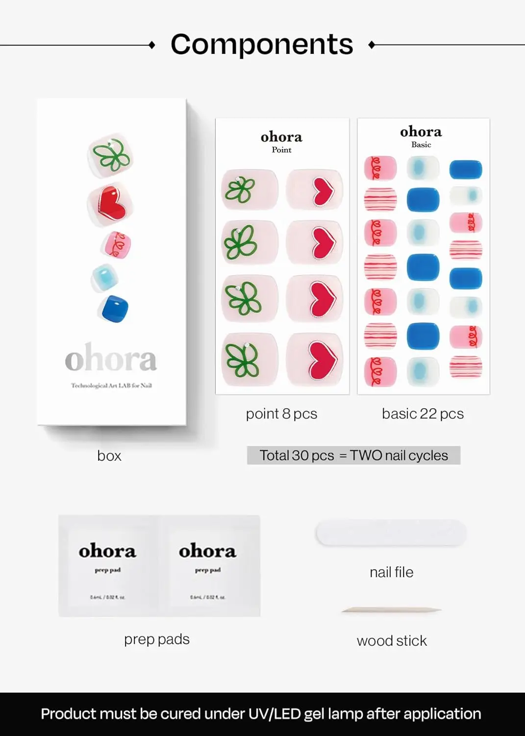 شرائط بيدي جل شبه معالجة (P Happy Go Lucky) - ألوان مختلطة، آمنة للأشعة فوق البنفسجية/LED، جودة الصالون، سهلة الاستخدام والإزالة - تتضمن إعداد Pa